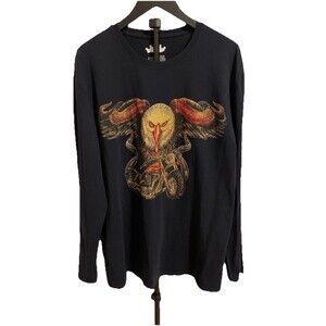 Heads Or Tails Mens Size 2XL Shirt Eagle Motorcycle Rhinestone Studded Biker